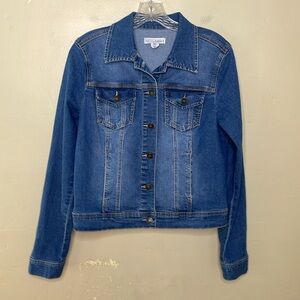ARTISAN NY Jean Jacket Trucker Style Button Front Stretchy Denim Medium